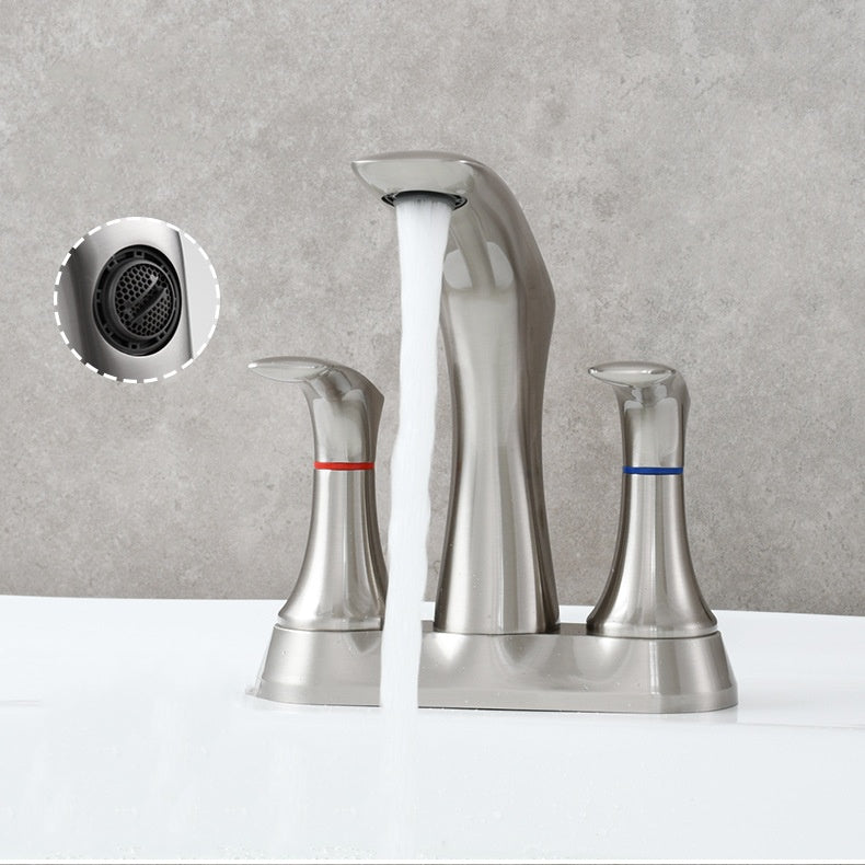 Space-Saving Modern 3-Hole Two-Handle Bathroom Sink Faucet