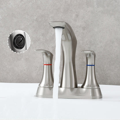 Space-Saving Modern 3-Hole Two-Handle Bathroom Sink Faucet