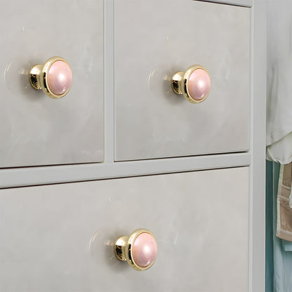 Colorful Ceramic Cabinet Pulls and Knobs with Gold-Tone Trim