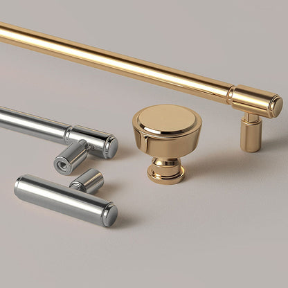 Slim Round T-Bar Cabinet Pulls and Knobs for Wardrobes