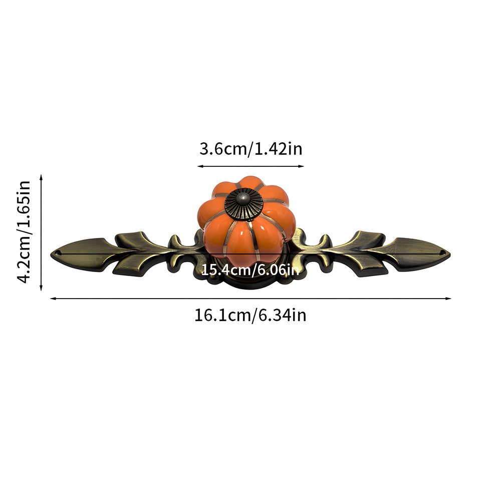 Ceramic Pumpkin Cabinet Knobs with Leaf Backplate