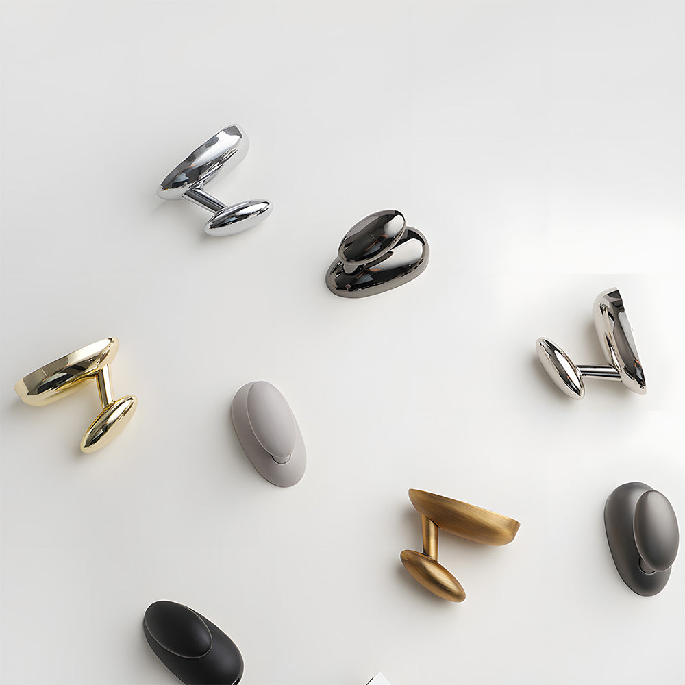 Solid Brass Pebble Wall Hooks for Coats & Towels