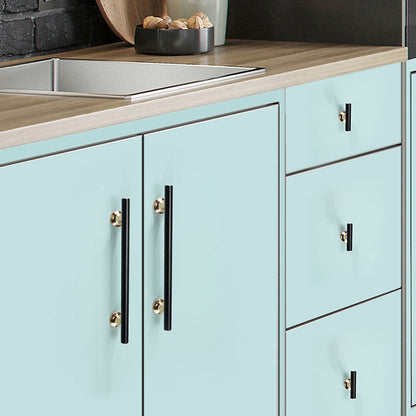 Black Round Bar Cabinet Pulls with Gold-Tone Posts