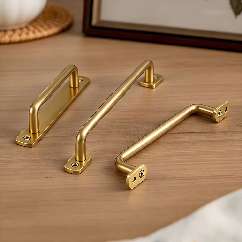 Gold Brass Surface-Mount Cabinet Handles with Backplate Options