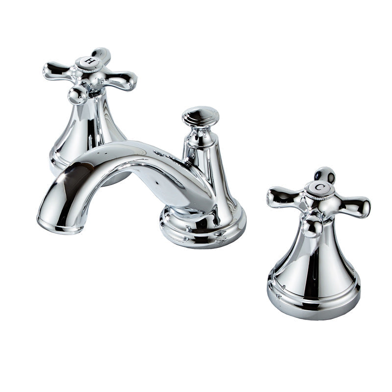 Curved Spout Two-Handle 3-Hole Widespread Bathroom Sink Faucet