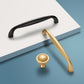 Curved Cabinet Pull Handles and Matching Round Knobs