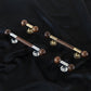 Wooden Round Bar Cabinet Handles with Brass Mounts