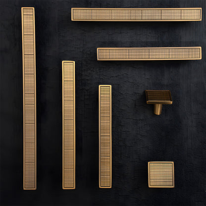 Grid-Textured Cabinet Pulls and Square Knobs