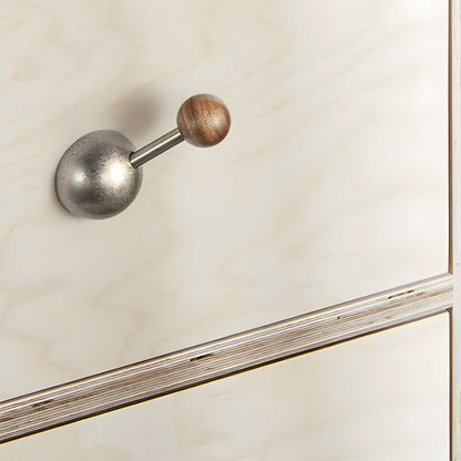 Modern Walnut & Zinc Alloy Cabinet Knobs & Wall Hooks