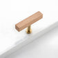 Wood Square Bar Cabinet Handles and Drawer Pulls with Brass Base