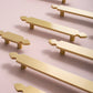 Gold Brass Cabinet Handles with Notched Flat Bar