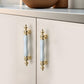 Colorful Ceramic Cabinet Pulls and Knobs with Gold-Tone Trim