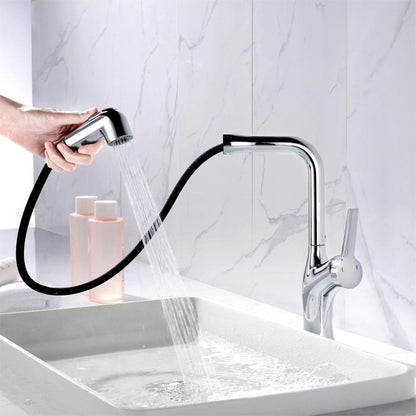 Digitra Modern Single-Hole Pull-Out 360° Swivel Bathroom Sink Faucet