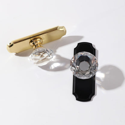 Faceted Crystal Cabinet Knobs with Decorative Backplates