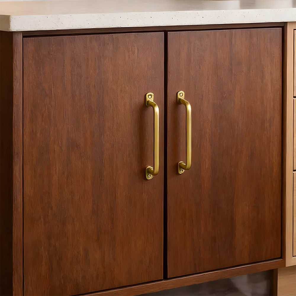Gold Brass Surface-Mount Cabinet Handles with Backplate Options