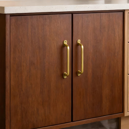 Gold Brass Surface-Mount Cabinet Handles with Backplate Options