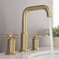 Three Hole Brushed Gold Widespread Waterfall Bathroom Faucet