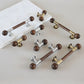Wooden Round Bar Cabinet Handles with Brass Mounts