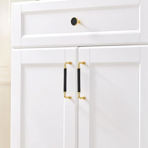 Polished Gold Leather Cabinet Pulls and Knobs