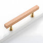 Wood Square Bar Cabinet Handles and Drawer Pulls with Brass Base