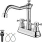 European Antique Two-hand Wheel 3 Hole Bathroom Faucet
