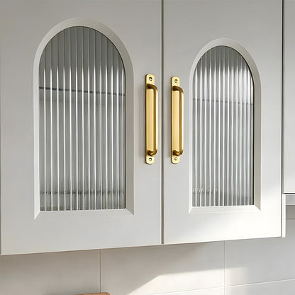 Gold Brass Surface-Mount Cabinet Handles with Backplate Options
