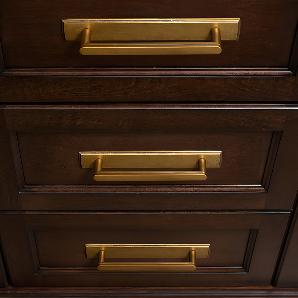 Gold Long Cabinet Pulls with Rectangular Backplate
