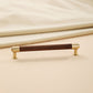Faceted Crystal and Wood Cabinet Pulls with Brass End Caps