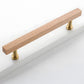 Wood Square Bar Cabinet Handles and Drawer Pulls with Brass Base
