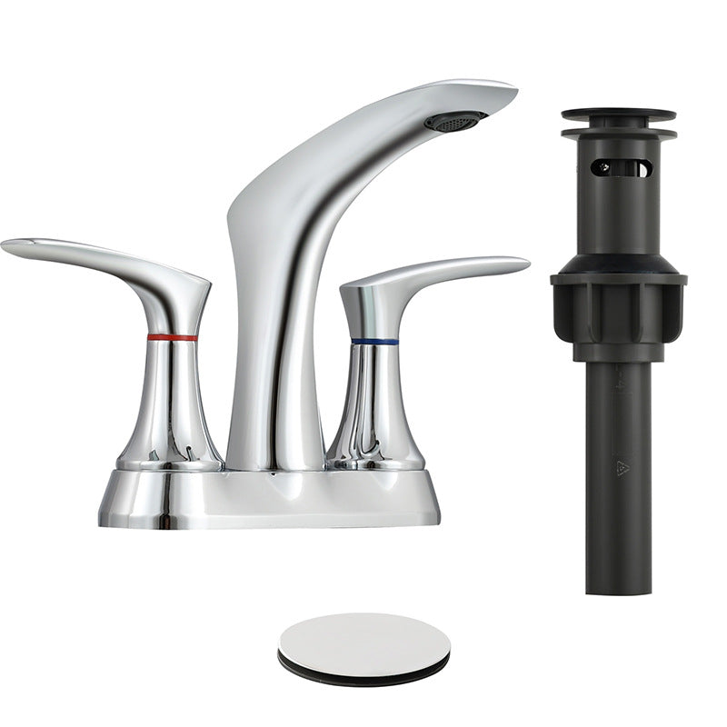 Space-Saving Modern 3-Hole Two-Handle Bathroom Sink Faucet