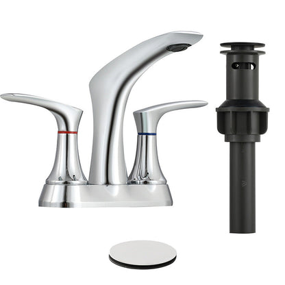 Space-Saving Modern 3-Hole Two-Handle Bathroom Sink Faucet