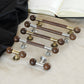Wooden Round Bar Cabinet Handles with Brass Mounts