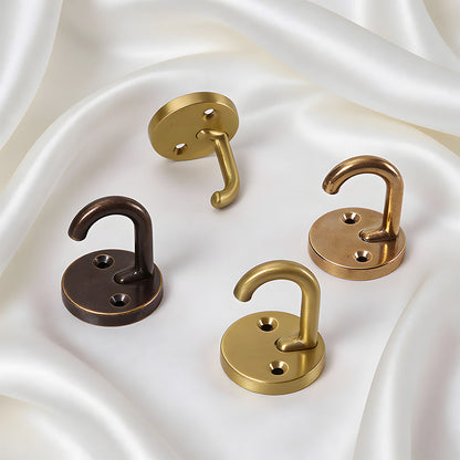 Solid Brass Round-Base Wall Hooks for Coats & Towels