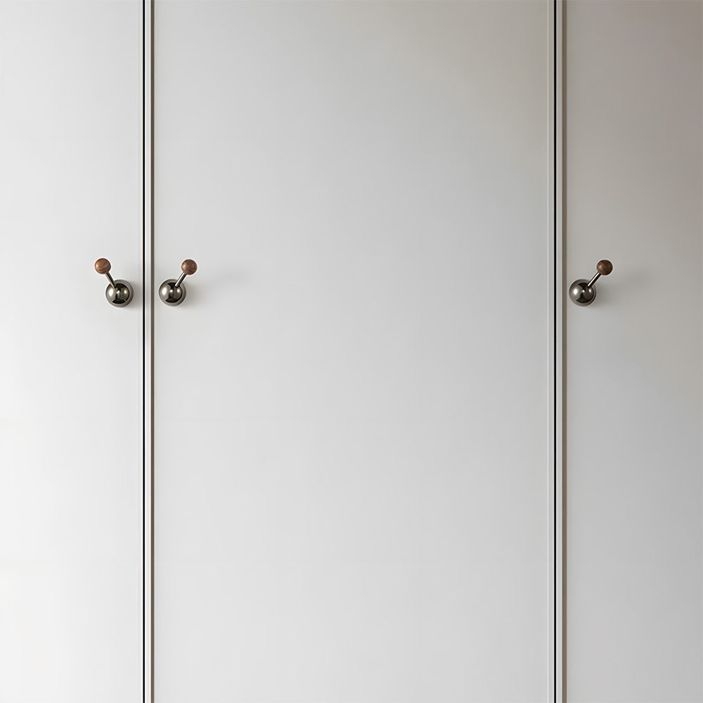 Modern Walnut & Zinc Alloy Cabinet Knobs & Wall Hooks