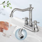 European Antique Two-hand Wheel 3 Hole Bathroom Faucet