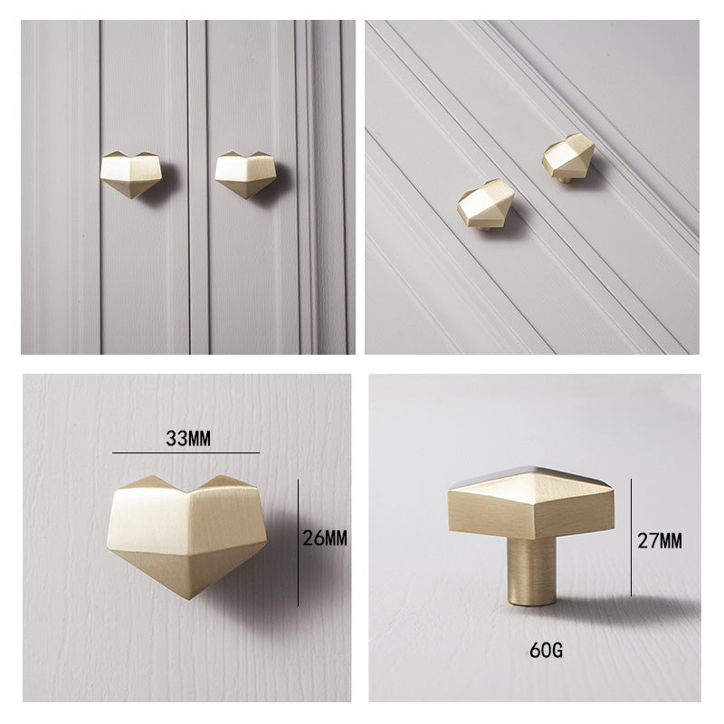 Heart-Shaped Brass Drawer Knobs for Cupboards