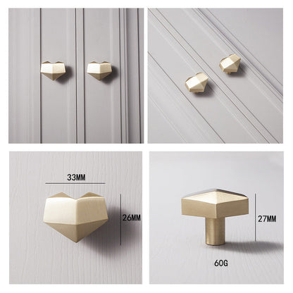 Heart-Shaped Brass Drawer Knobs for Cupboards