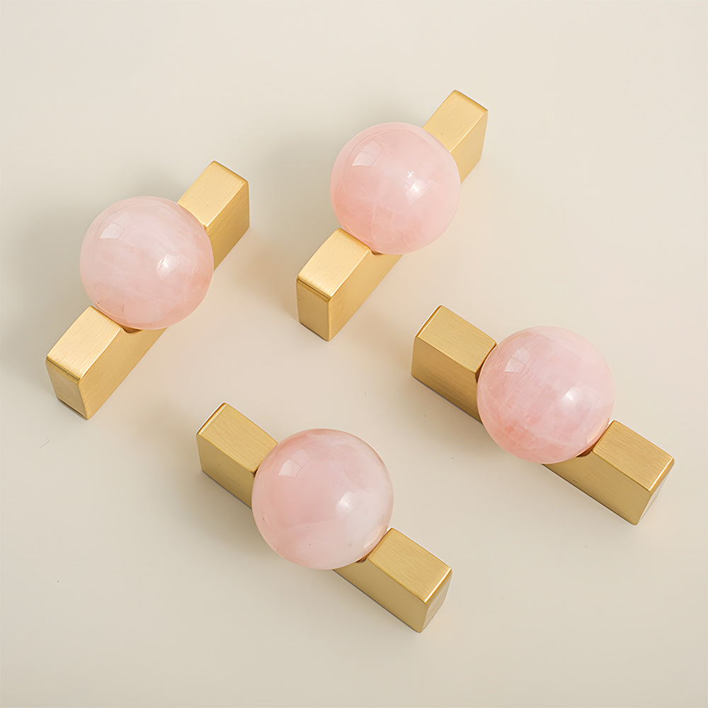 Natural Crystal Sphere Brass Cabinet Handles and Knobs