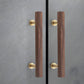 Wood Square Bar Cabinet Handles and Drawer Pulls with Brass Base