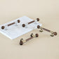 Wooden Round Bar Cabinet Handles with Brass Mounts