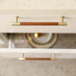 Cowhide Brass Cabinet Pulls and Knobs, Brown / Black Options