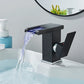 Luminous LED Color Changing Square Waterfall Bathroom Faucet