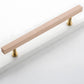 Wood Square Bar Cabinet Handles and Drawer Pulls with Brass Base