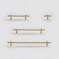 Wood and Brass Round Bar Cabinet Handles and Drawer Pulls