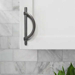 Brushed Gray Half Moon Cabinet Pulls and Drawer Handles