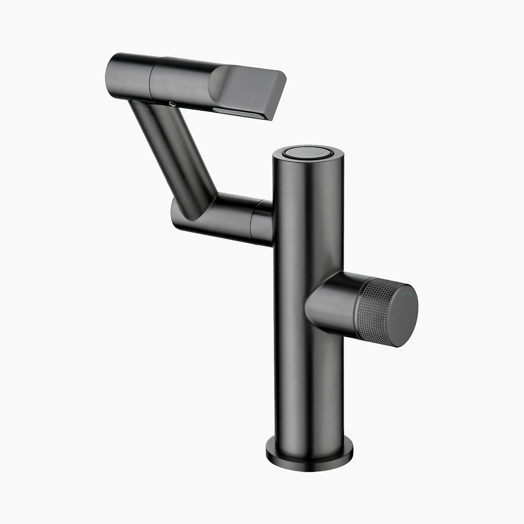 Luxora Modern Height-Adjustable Single-Handle Bathroom Sink Faucet with LED Temperature Display