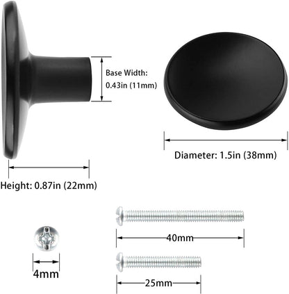 Black Round Drawer Knobs Solid For Kitchen Cabinets Door
