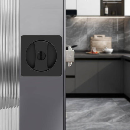 Matte Black Rounded Square Pocket Door Lock for Sliding Doors