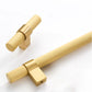 Gold Knurled Solid Brass Round Bar Cabinet Pulls with T-Bar Knob Option