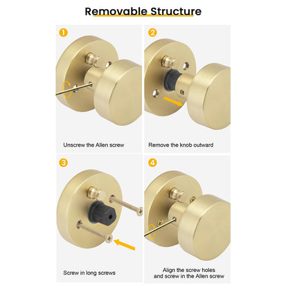 Heavy Duty Round Passage Door Knobs for Hallway and Closet Doors